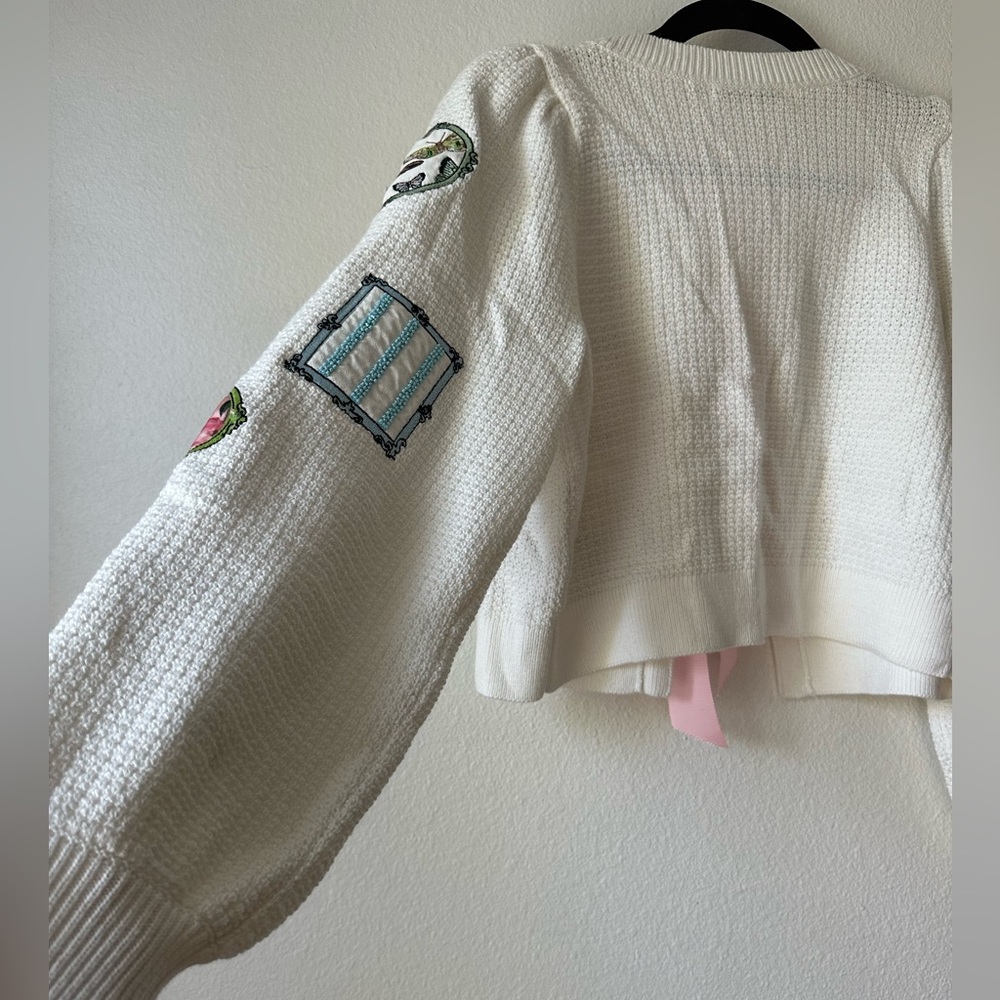 Alice + Olivia Kitty Stace Face Frame Wool Blend Cardigan - Picture 12 of 14